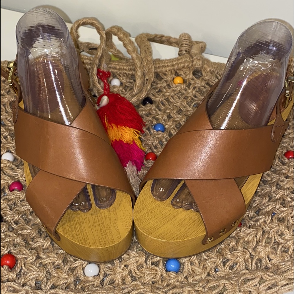 Sam Edelman Bentlee Wood Effect Flatform Heeled Sandals - Picture 6 of 12